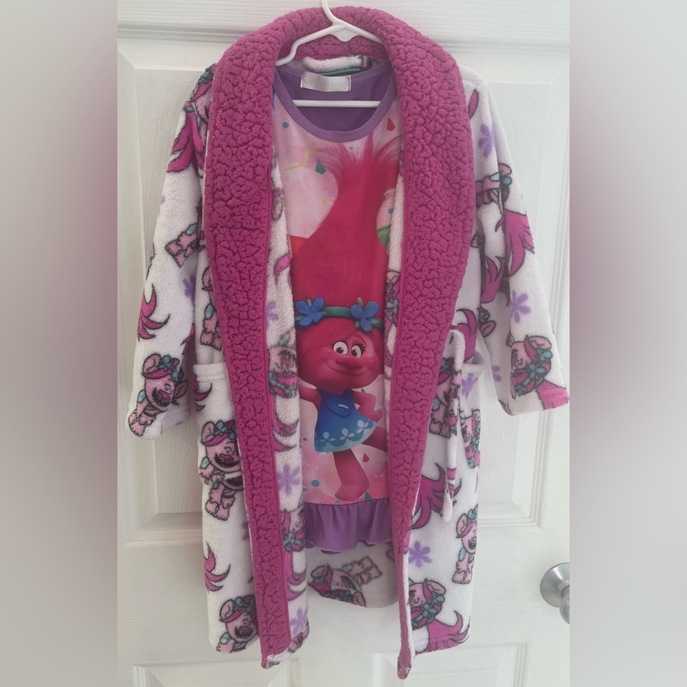 Trolls Robe, Nightgown & Pillowcase Bundle LP Girls Size 5t